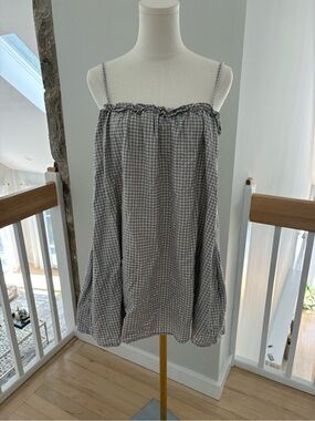 Motel Rocks Gray Gingham Spaghetti-Strap Mini Dress